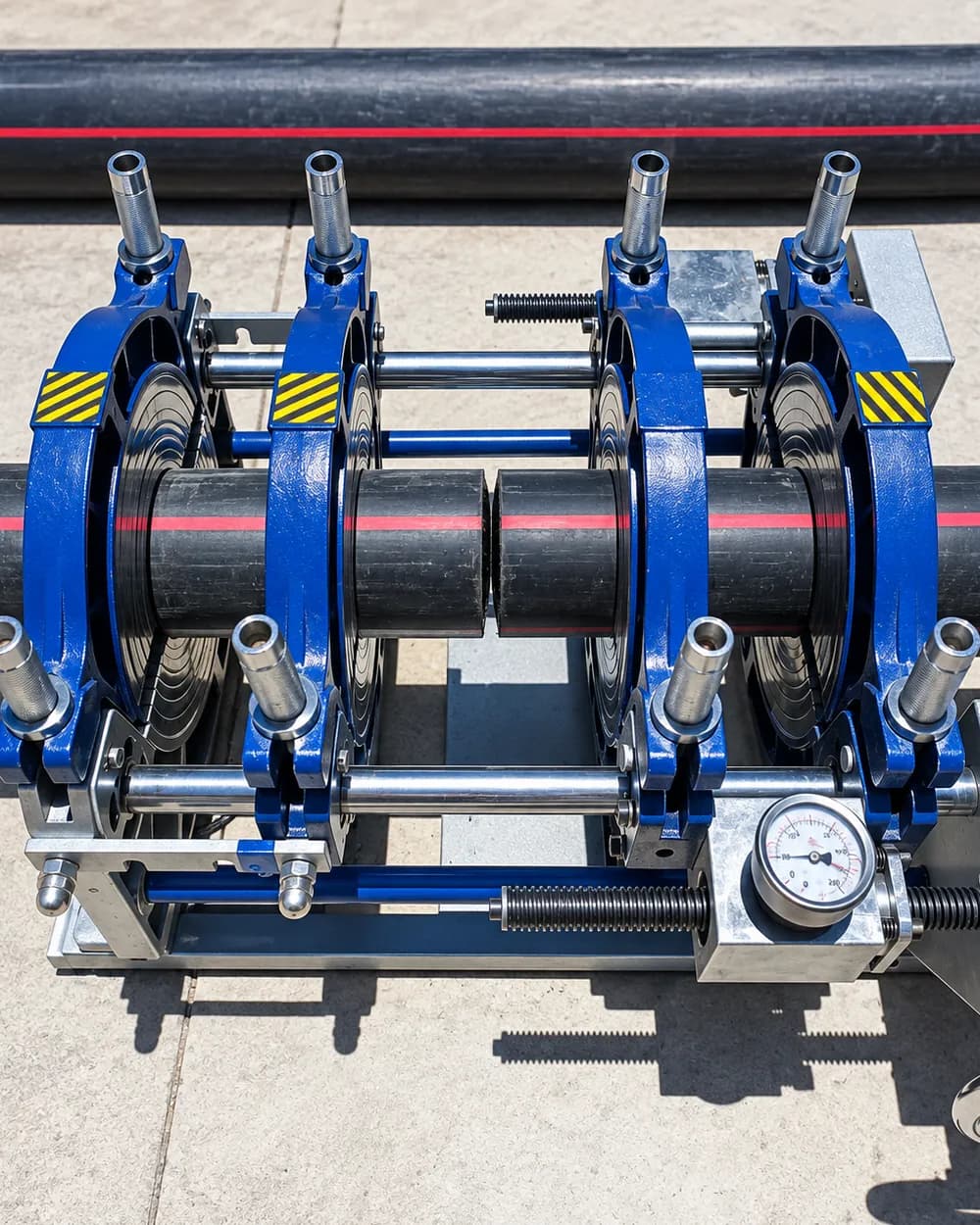 Equipo de termofusión para soldadura de tubería HDPE.